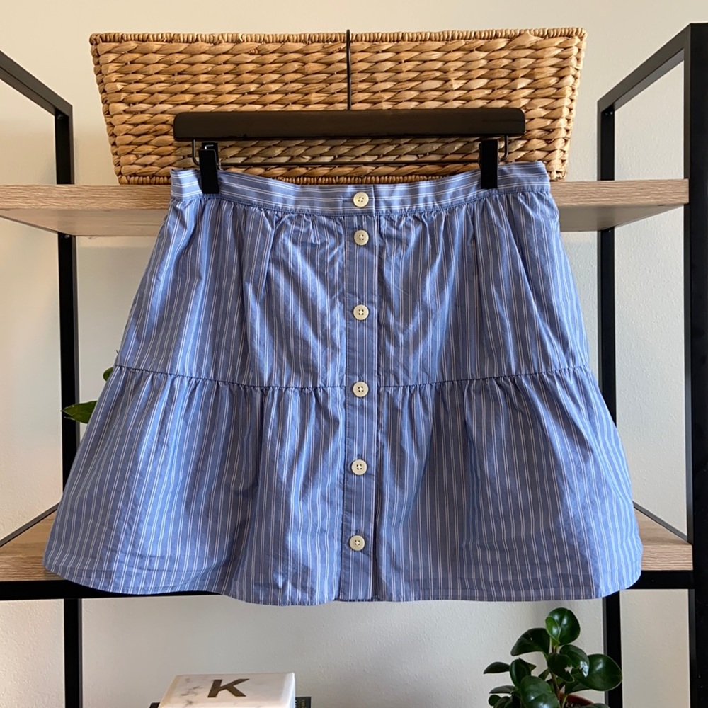 NWT Madewell Bistro Stripe Button Placket Skirt, L - Picture 2 of 10